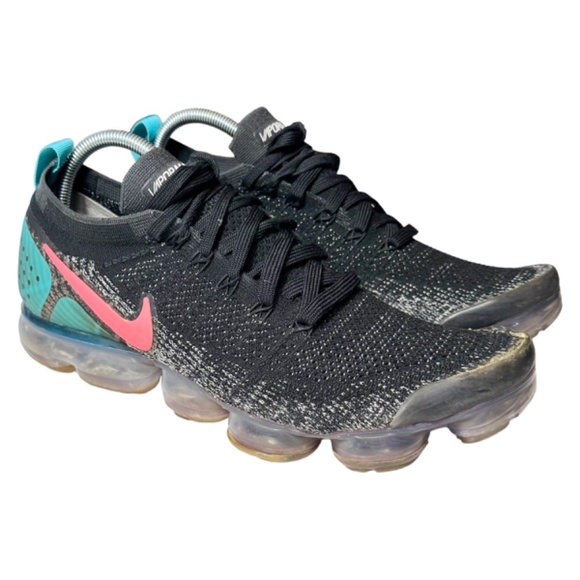 Men’s Nike Air VaporMax Flyknit 2 – Black Hot Punch & Teal, Size 11.5 - Picture 4 of 9
